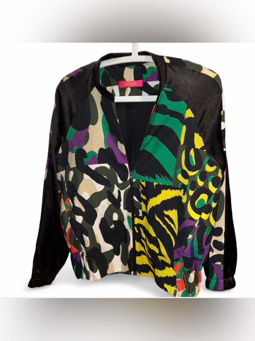 Catherines Multicolor Abstract Print Bomber Jacket